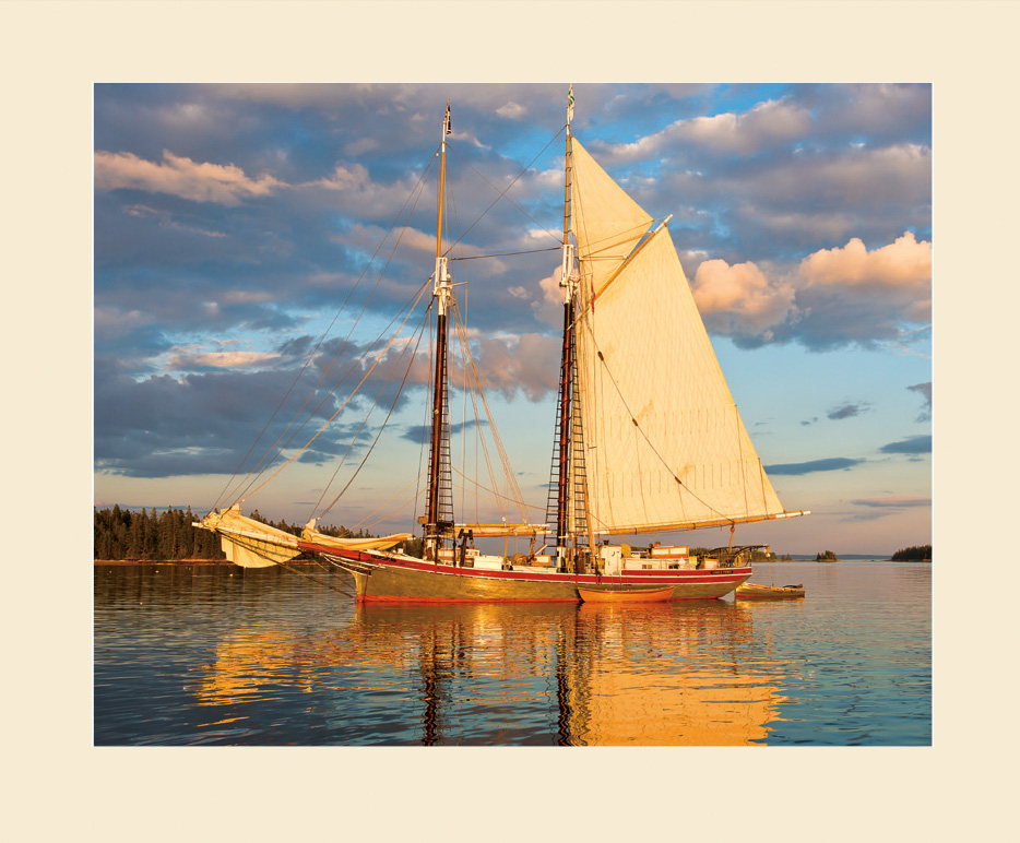 8" x 10" - $160;  11" x 14" - when matted wooden boat print Alden Triangle